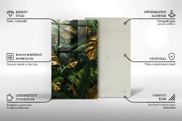 Protetor de placa de indução Folhas de Monstera Dourada