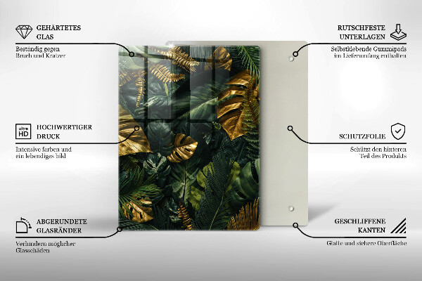 Protetor de placa de indução Folhas de Monstera Dourada