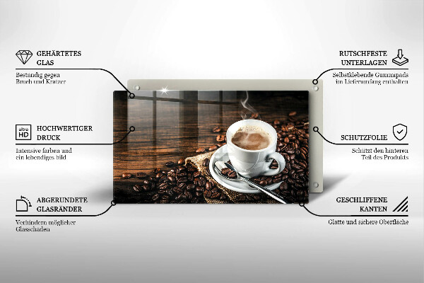 Cobertura de indução Uma xícara e grãos de café