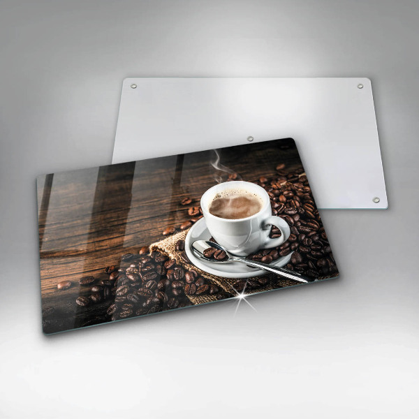 Cobertura de indução Uma xícara e grãos de café