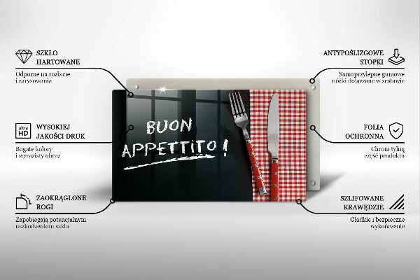 Vidro para placas de indução A inscrição Buon Appetito!