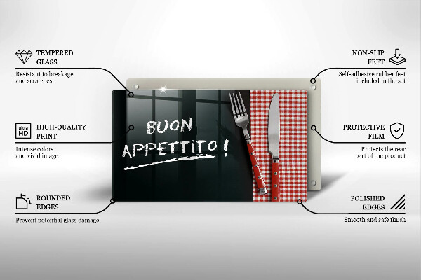Vidro para placas de indução A inscrição Buon Appetito!