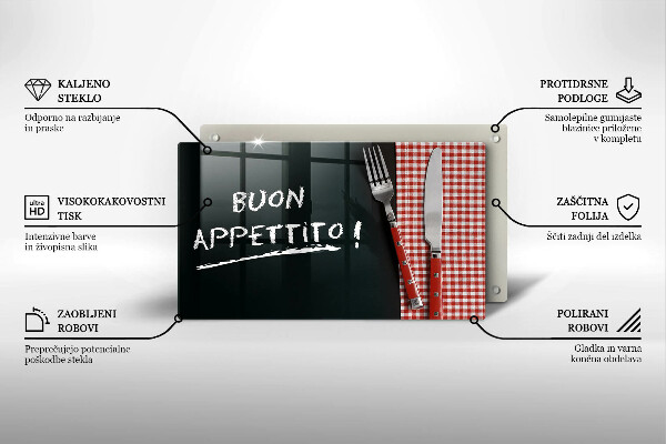 Vidro para placas de indução A inscrição Buon Appetito!