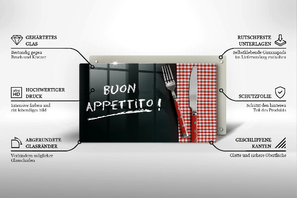 Vidro para placas de indução A inscrição Buon Appetito!