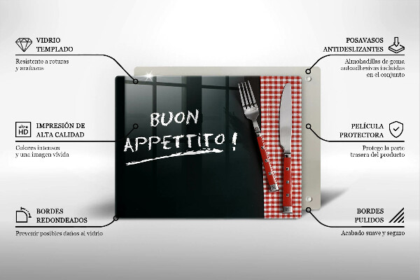 Vidro para placas de indução A inscrição Buon Appetito!