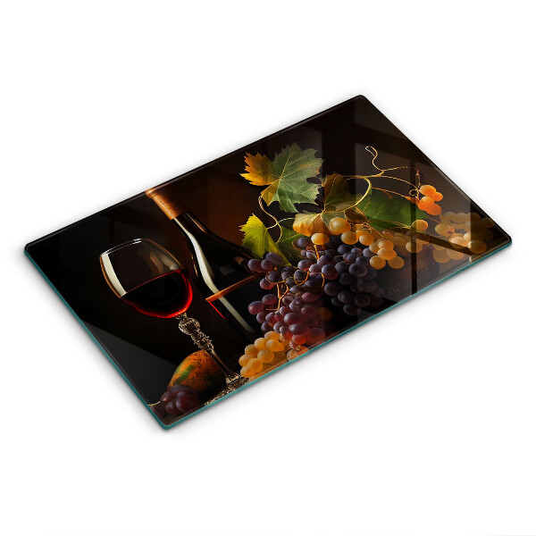 Tampa da placa de indução Um copo de vinho e uvas