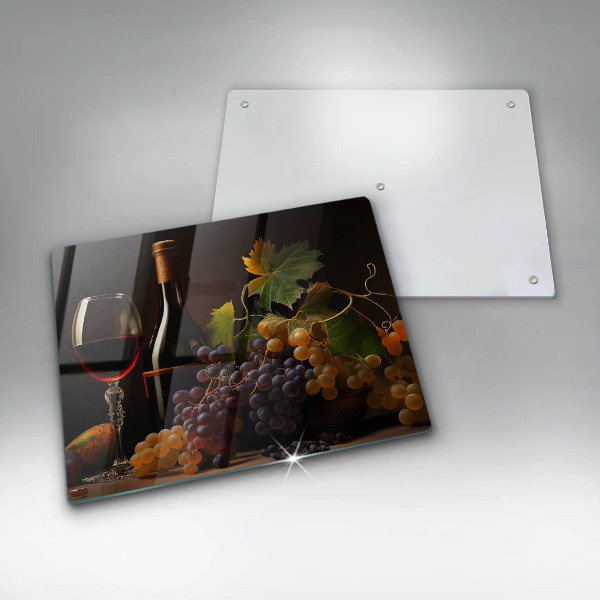 Tampa da placa de indução Um copo de vinho e uvas