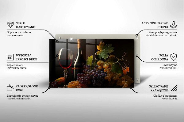 Tampa da placa de indução Um copo de vinho e uvas