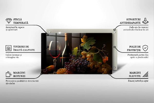 Tampa da placa de indução Um copo de vinho e uvas