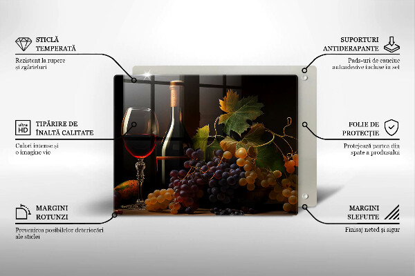 Tampa da placa de indução Um copo de vinho e uvas