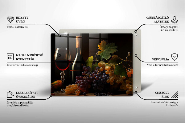 Tampa da placa de indução Um copo de vinho e uvas