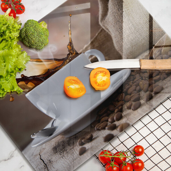 Vidro para placas de indução Uma xícara e grãos de café