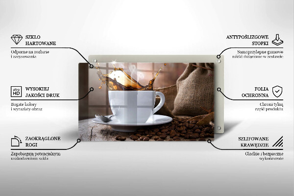 Vidro para placas de indução Uma xícara e grãos de café