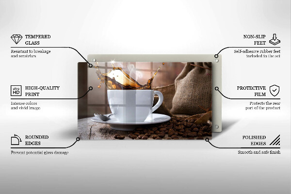 Vidro para placas de indução Uma xícara e grãos de café