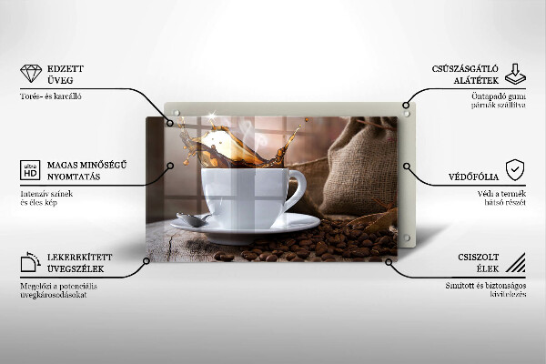 Vidro para placas de indução Uma xícara e grãos de café