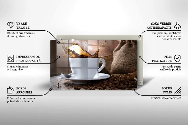 Vidro para placas de indução Uma xícara e grãos de café