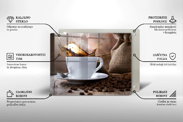 Vidro para placas de indução Uma xícara e grãos de café