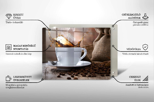 Vidro para placas de indução Uma xícara e grãos de café