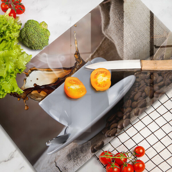 Vidro para placas de indução Uma xícara e grãos de café