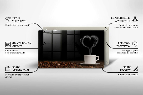 Vidro para placas de indução Coração de xícara de café