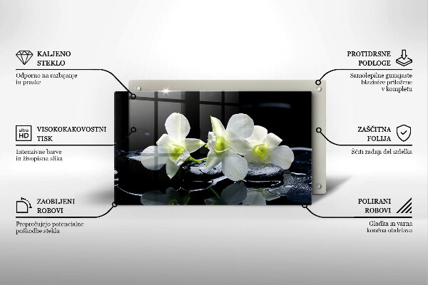 Tampa de parede do fogão a gás Flores Brancas em Água Zen