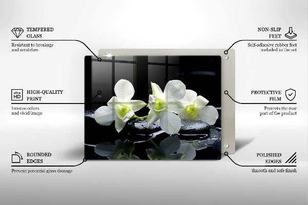 Tampa de parede do fogão a gás Flores Brancas em Água Zen