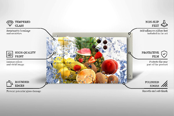 Vidro para placas de indução Frutas suculentas e água