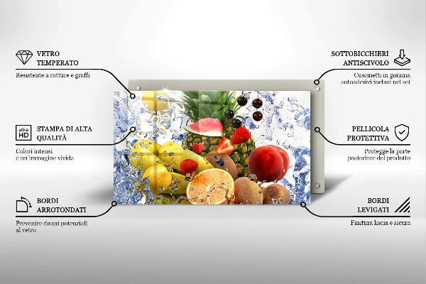 Vidro para placas de indução Frutas suculentas e água