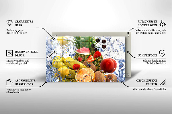 Vidro para placas de indução Frutas suculentas e água