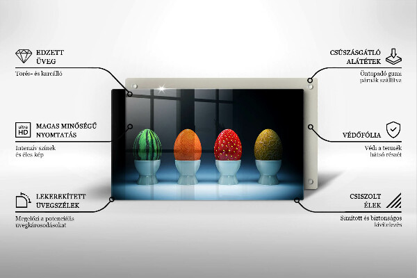 Vidro para placas de indução Ovos de frutas abstratas
