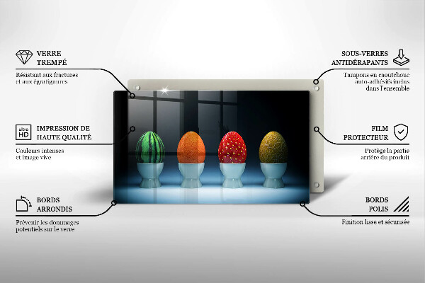 Vidro para placas de indução Ovos de frutas abstratas