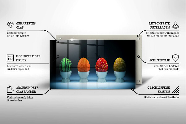 Vidro para placas de indução Ovos de frutas abstratas