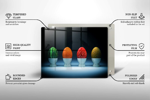 Vidro para placas de indução Ovos de frutas abstratas