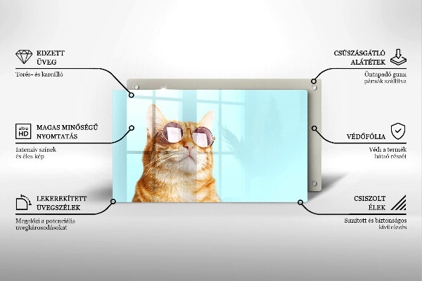 Tampa de parede do fogão a gás Um gato ruivo com óculos