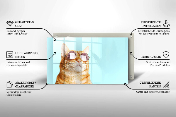 Tampa de parede do fogão a gás Um gato ruivo com óculos