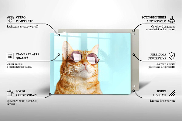 Tampa de parede do fogão a gás Um gato ruivo com óculos