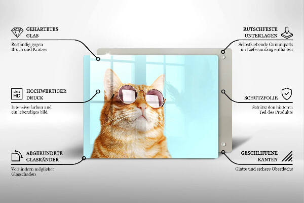 Tampa de parede do fogão a gás Um gato ruivo com óculos