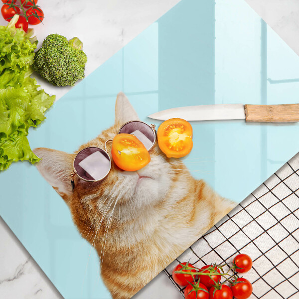 Tampa de parede do fogão a gás Um gato ruivo com óculos