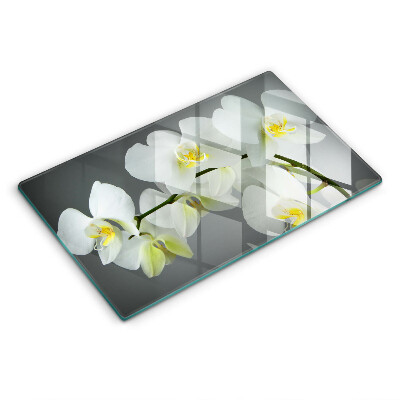 Vidro para placas de indução Flores de orquídea branca