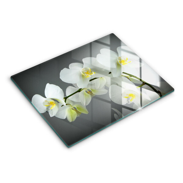 Vidro para placas de indução Flores de orquídea branca