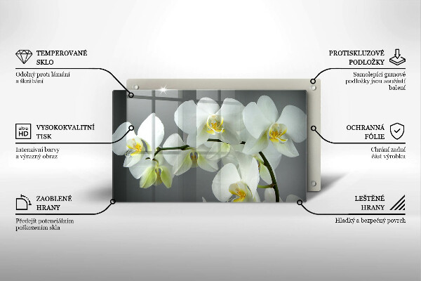 Vidro para placas de indução Flores de orquídea branca