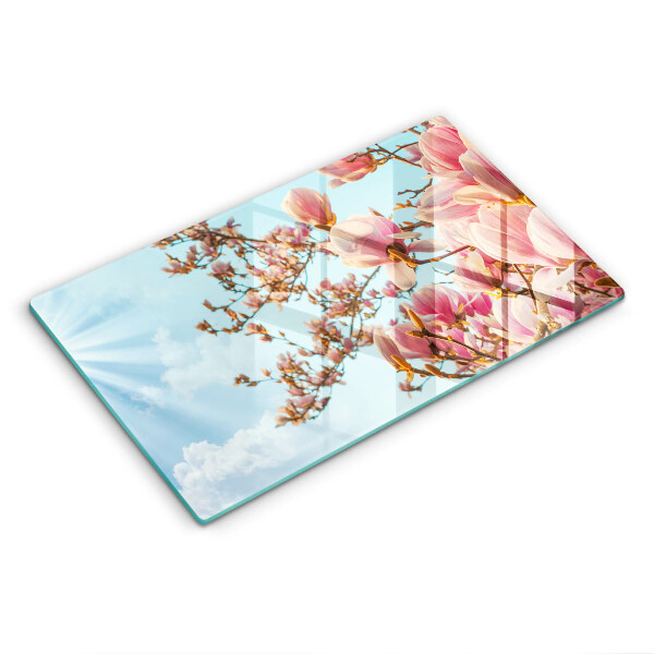 Vidro para placas de indução Árvore de flores rosa