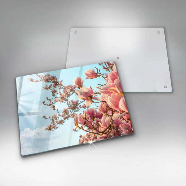 Vidro para placas de indução Árvore de flores rosa