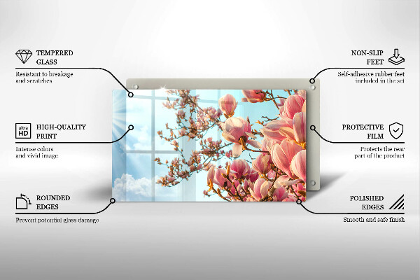 Vidro para placas de indução Árvore de flores rosa