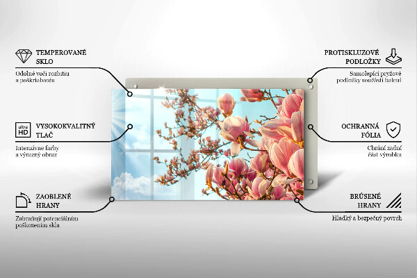 Vidro para placas de indução Árvore de flores rosa