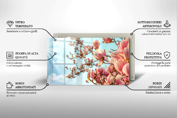 Vidro para placas de indução Árvore de flores rosa
