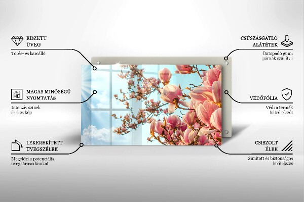 Vidro para placas de indução Árvore de flores rosa