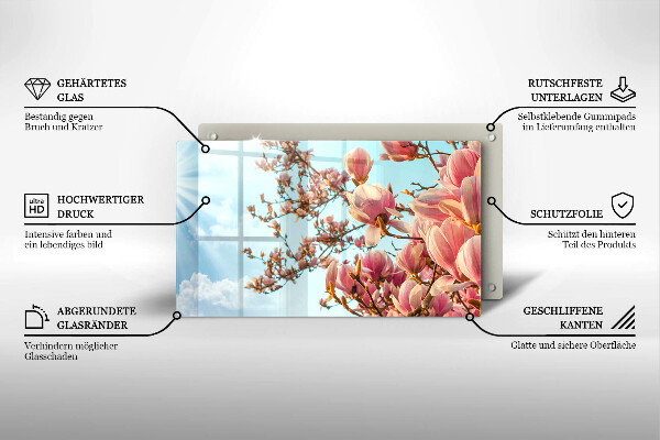 Vidro para placas de indução Árvore de flores rosa