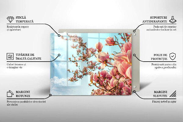 Vidro para placas de indução Árvore de flores rosa