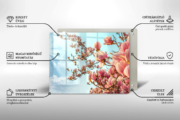 Vidro para placas de indução Árvore de flores rosa